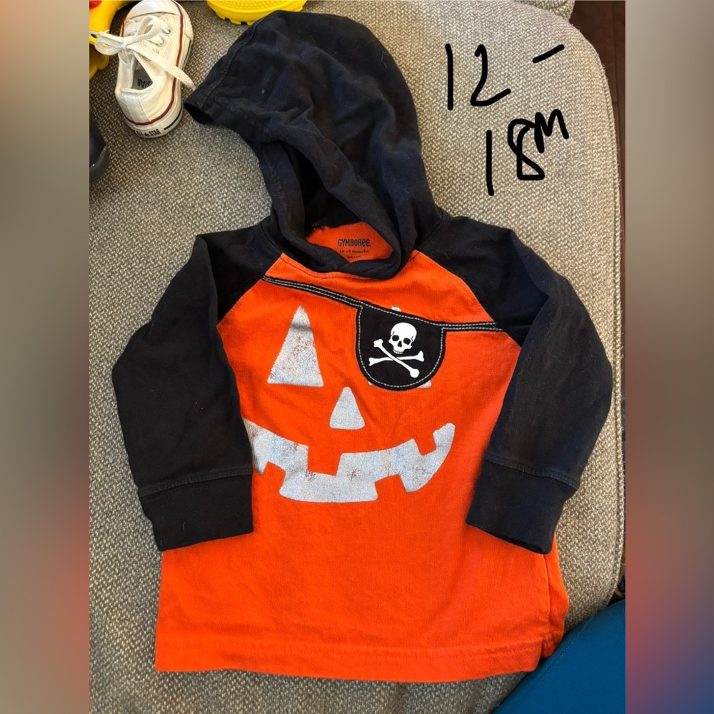 Orange and Black Kids Halloween Hoodie